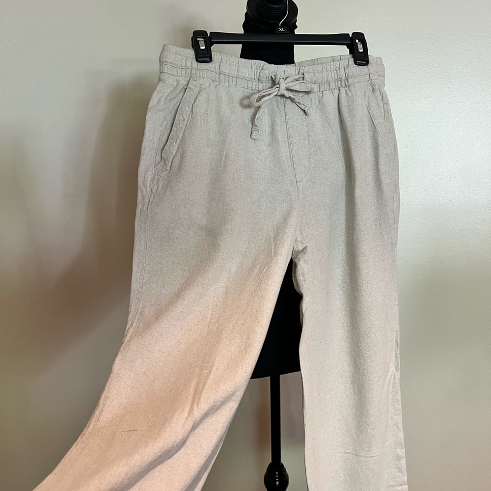Old Navy Beige Drawstring Linen Pants